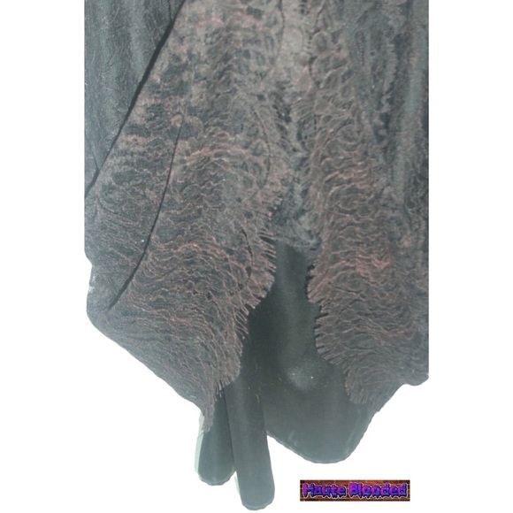 Jessica McClintock Vintage 80s Black Wedding Dress Oxblood Lace Silk Velvet Goth - Picture 10 of 13